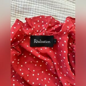 Realisation 100% Silk Red Dress with white stars